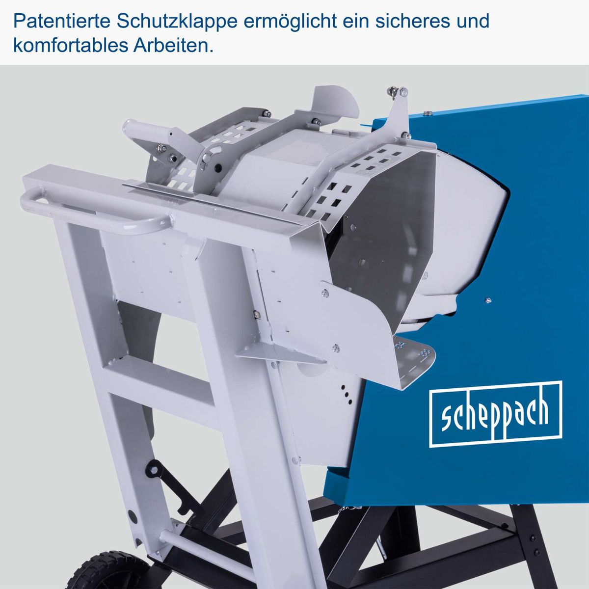 Patentierte Wippfunktion für sichere und ergonomische Arbeit bei Scheppach-Wippkreissäge