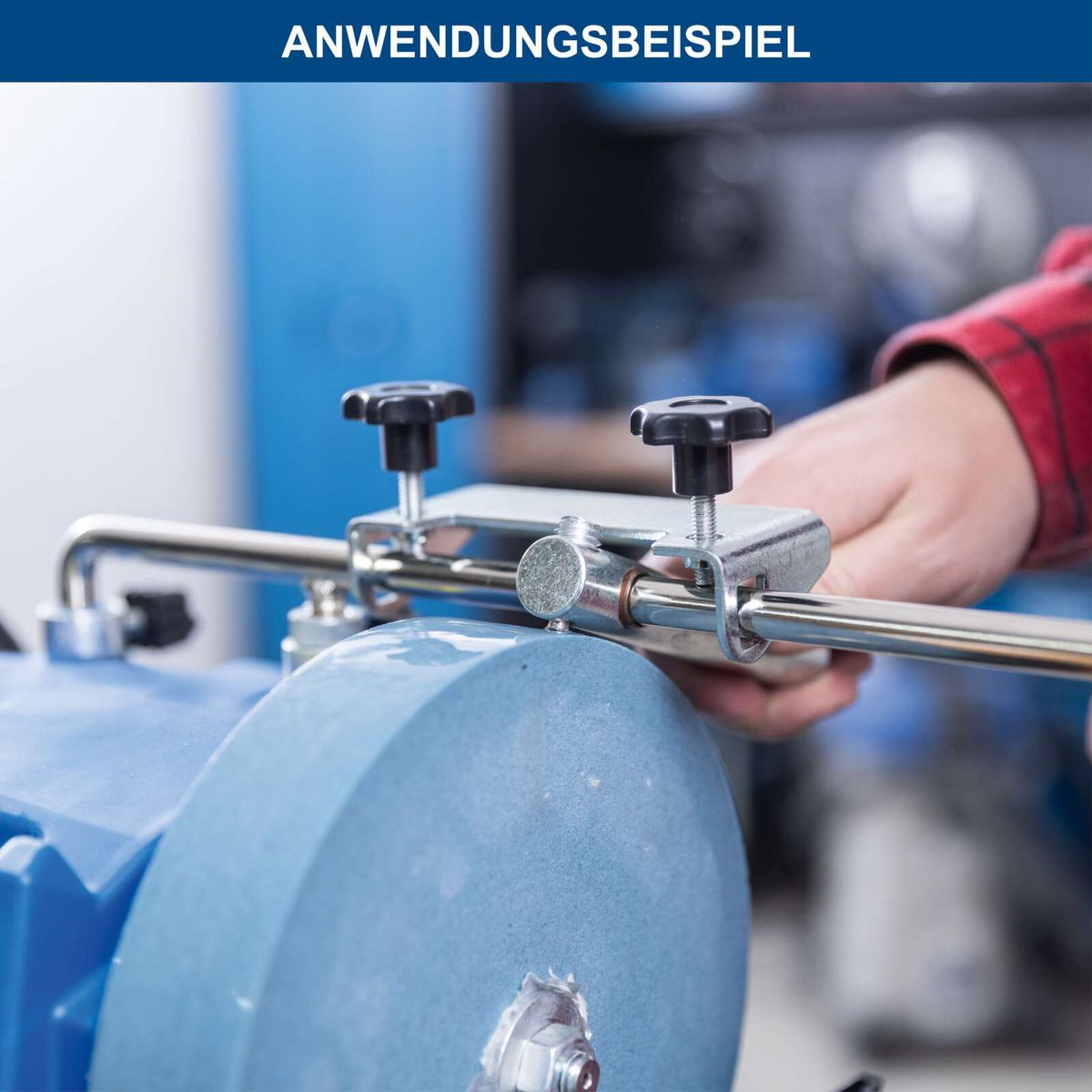 Trimmvorrichtung für Schleifsteine mit Clamp-System für präzise Fixierung