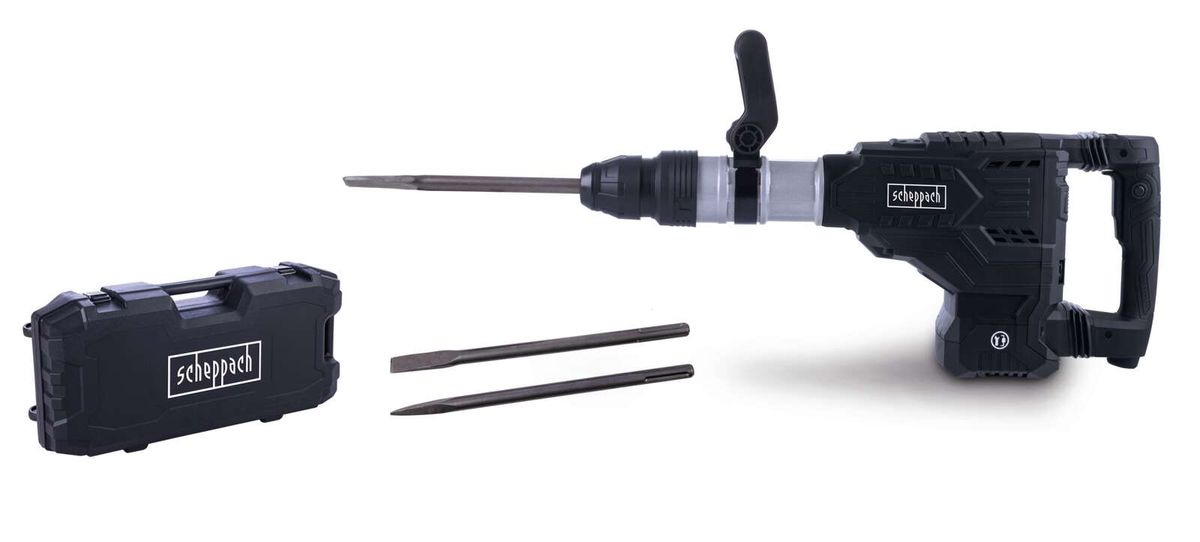 Scheppach-Abruchhammer mit Werkzeugbox und zwei Spitzen