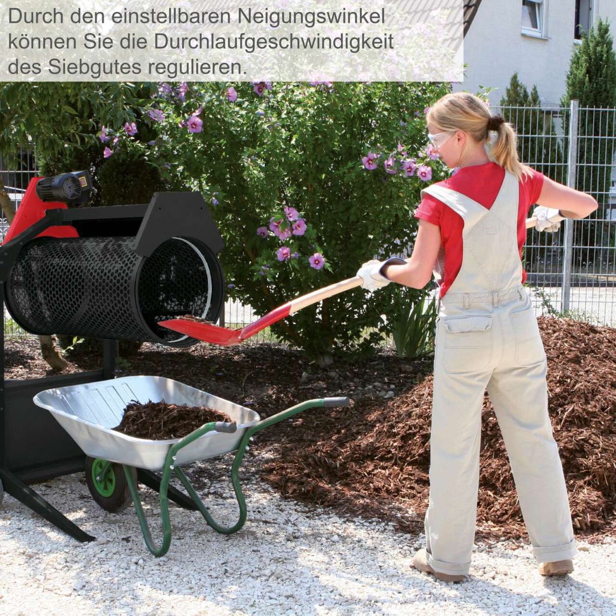 Neigbares Sieb für das Scheppach Rollsieb RS350 zur Regulierung der Durchlaufgeschwindigkeit des Siebgutes