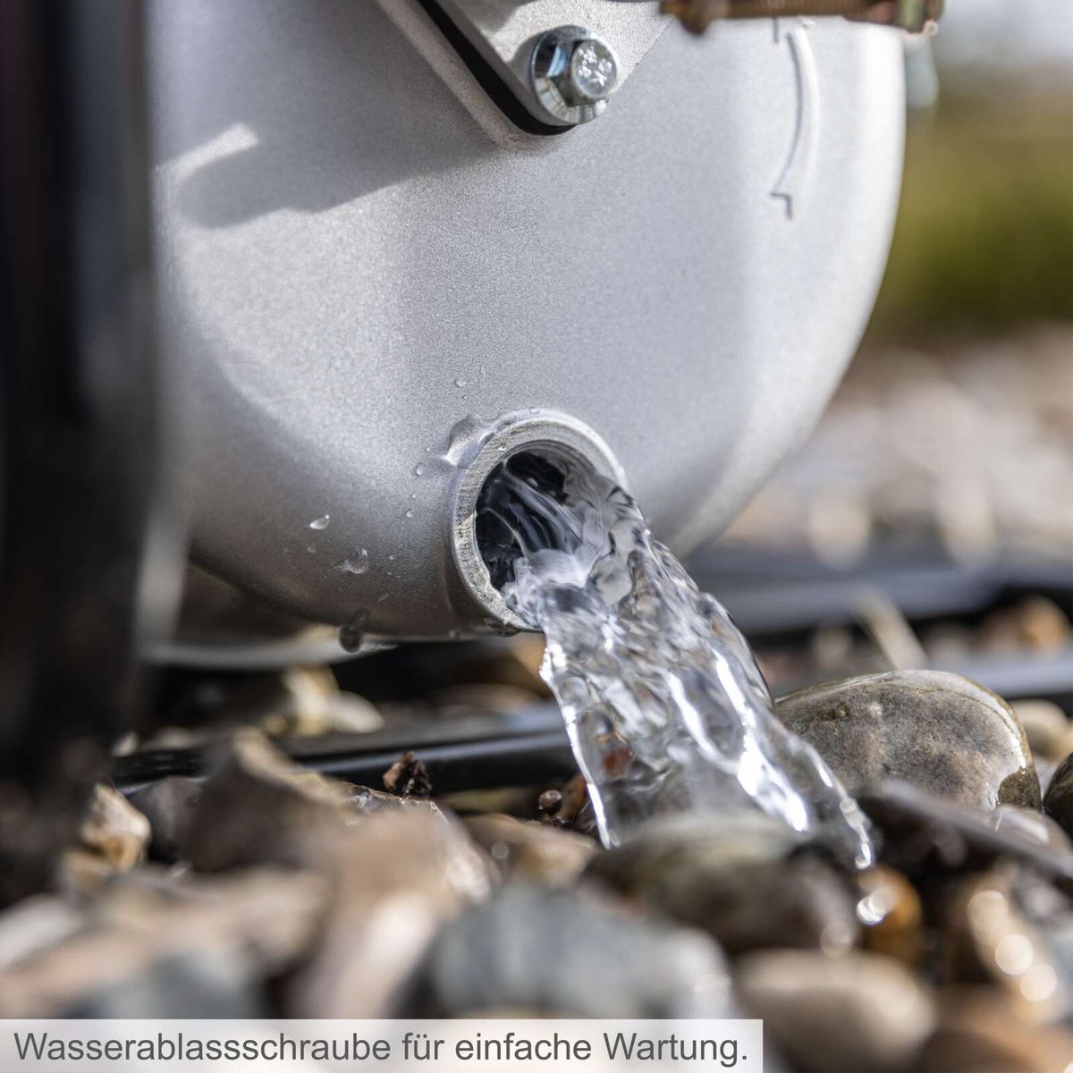 Wasserablassschraube für einfache Wartung der Scheppach-Pumpe