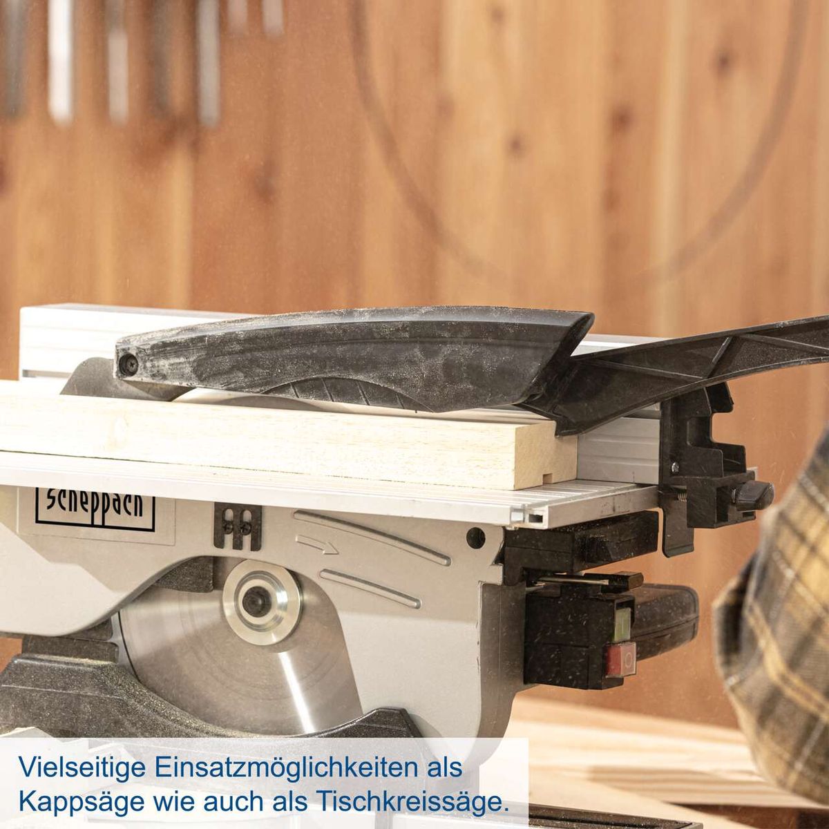 Die Tisch Kappsäge HM100T von Scheppach bietet vielseitige Einsatzmöglichkeiten als Kappsäge und Tischkreissäge. Sie ist mit einem 1800W Motor ausgestattet und funktioniert mit 220-240V 50Hz.