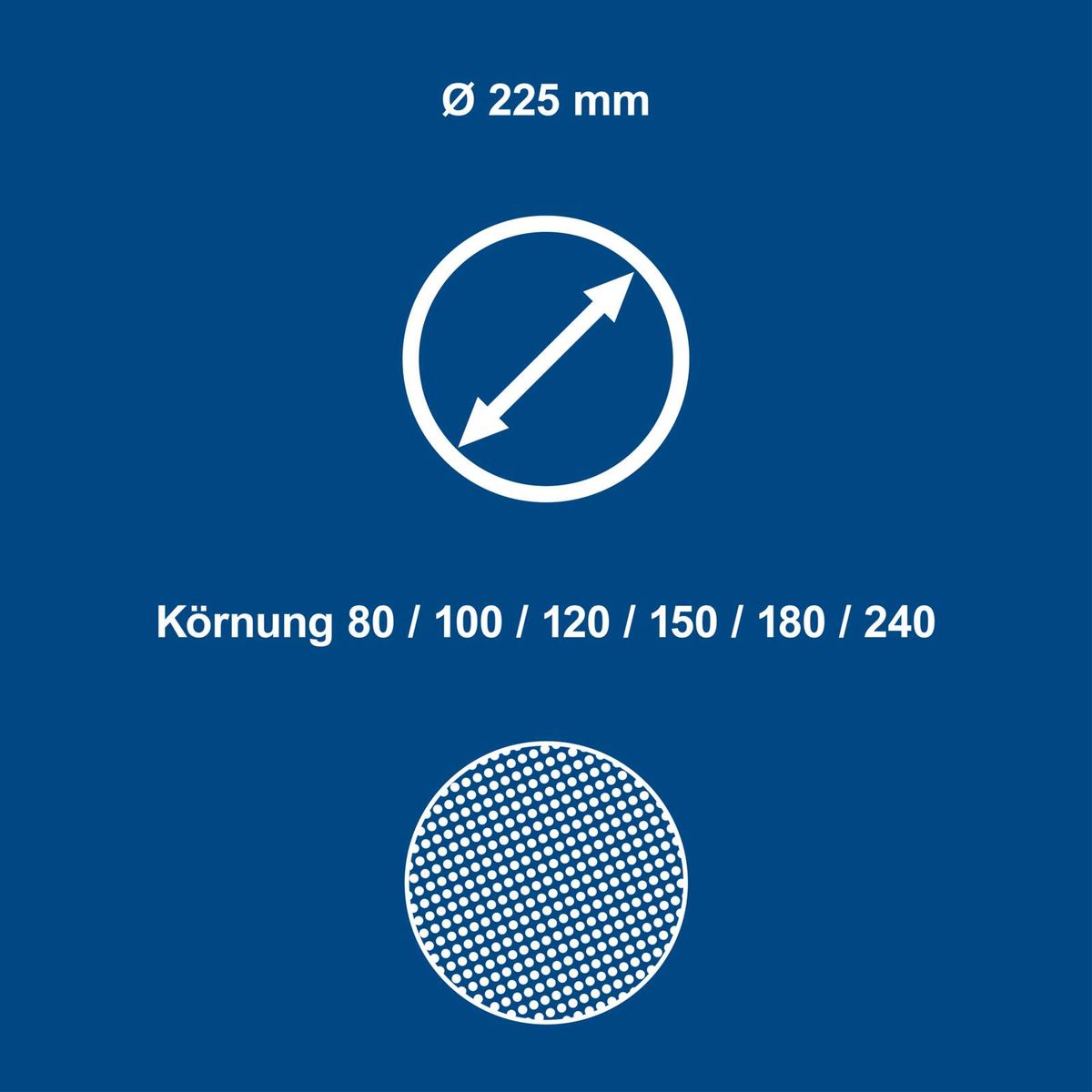 Scheppach-Drehschlüssel mit 225 mm Durchmesser und Kornstufen 80 bis 240