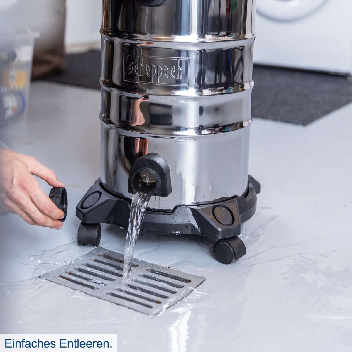 Der Elektro-Nass-/Trockensauger VC30v2 von Scheppach bietet einfaches Entleeren. Mit 1200W Leistung, 2m Schlauchlänge, 3m Anschlusskabel und 30L Fassungsvermögen. Erreicht eine Saugkraft von 20kPa.