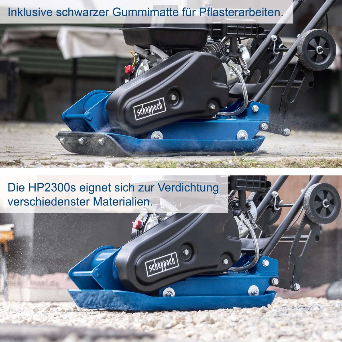Vibrationsplatte HP2300S mit integrierter Gummimatte für Verdichtung von Materialien