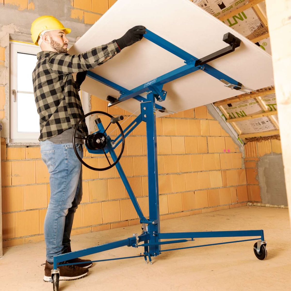 Scheppach Trockenbaulift (TBL400) mit Neigungsfunktion für Heben und Positionieren von Lasten bis 68 kg