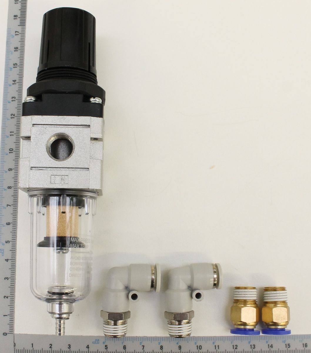 Scheppach-Begrenzungsventil mit Filterelement und Anschlusskomponenten für Gas- oder Flüssigkeitsleitungen