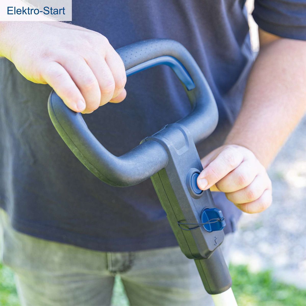 Elektro-Rasenmäher mit Akku-Antrieb, Startknopf und Mulchfunktion für präzisen Schnitt