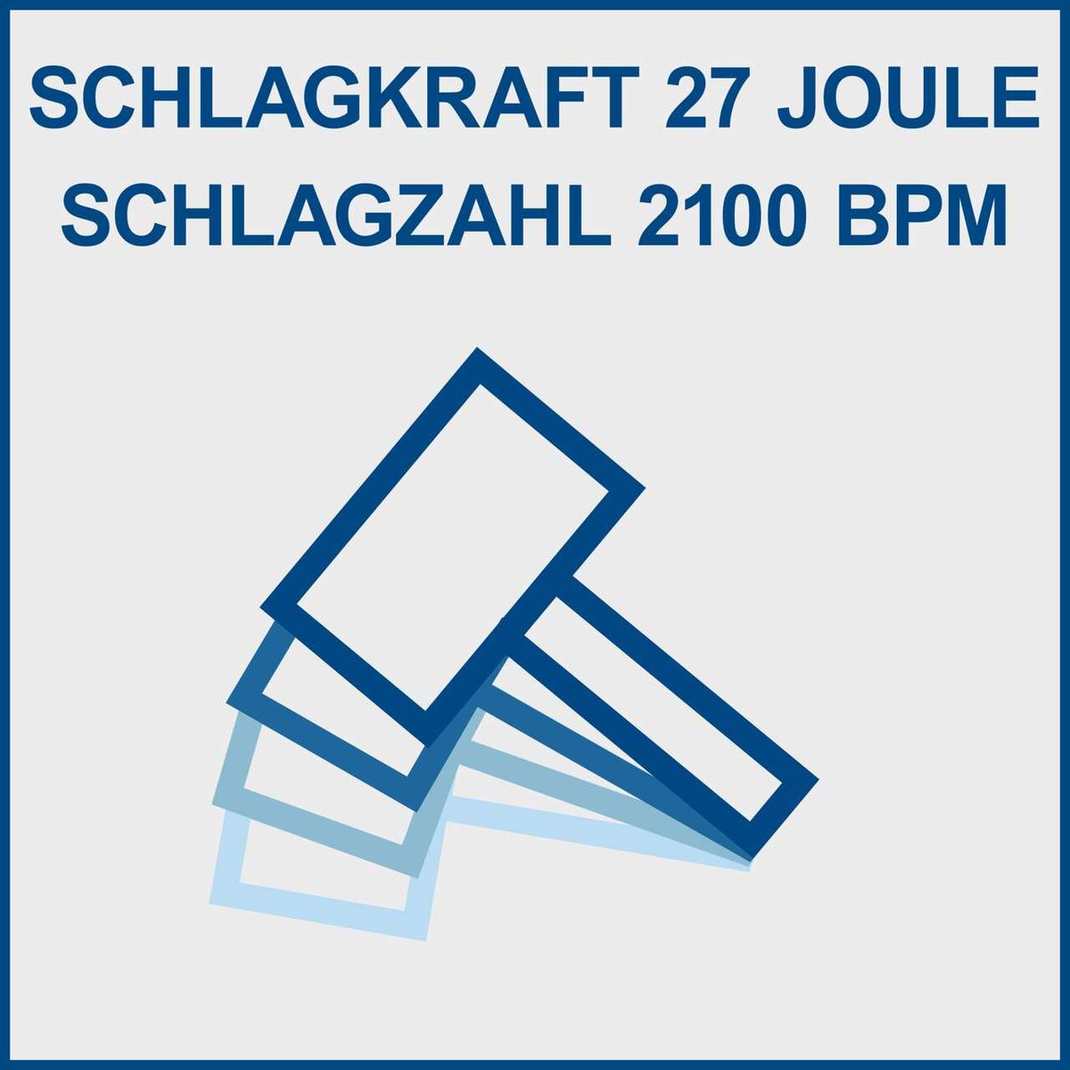 Technische Daten: Schlagkraft 27 Joule, Schlagzahl 2100 BPM für den Aero² Spade