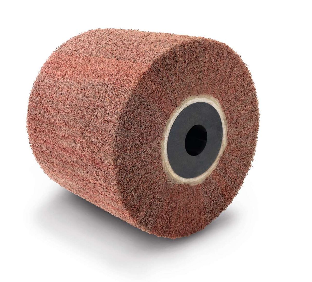 Kunstfaserbürste von Scheppach, gezeigt von der Seite mit zentraler Öffnung für Befestigung.