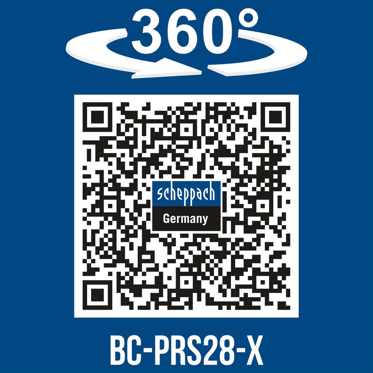 Scheppach Akku-Astschere BC-PRS28-X mit 360°-Drehfunktion und QR-Code für Deutschland