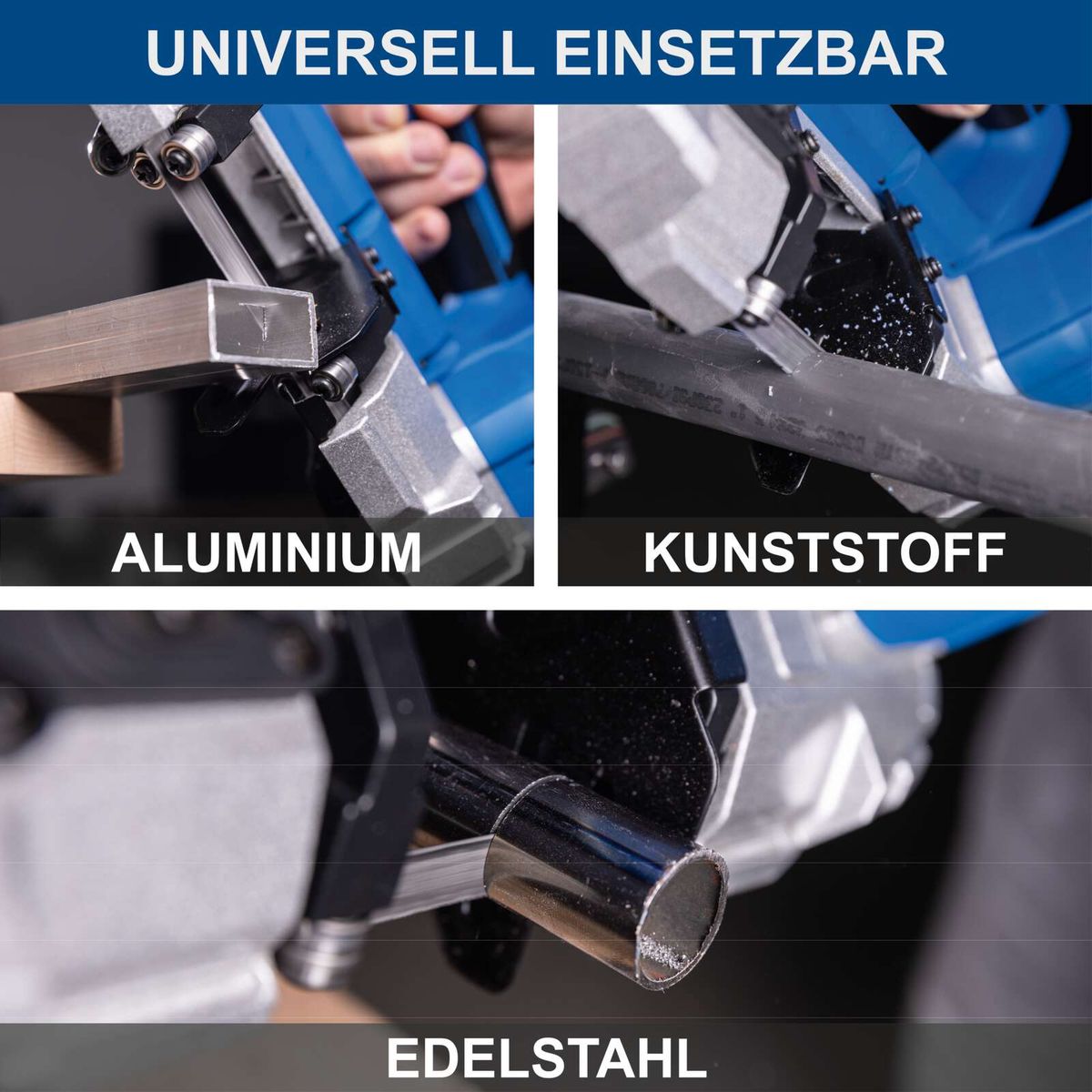 Metallbandsäge mit Vergleich Aluminium vs. Kunststoff vs. Edelstahl für präzise Bearbeitung