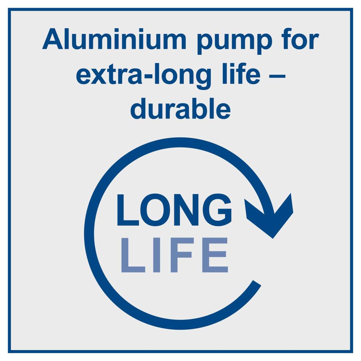 Aluminium pump for extra-long life – durable and long-lasting. Perfect for Electrical High-Pressure Cleaner HPC1400 scheppach (DIY).