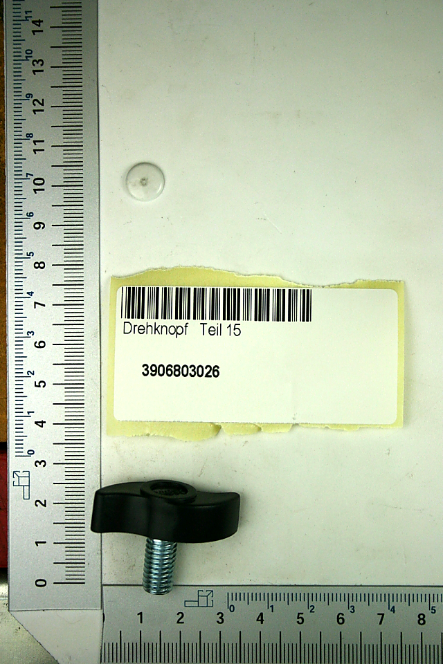Scheppach-Drehknopfteil (Teil 15) mit Barcode und Nummer 3906803026