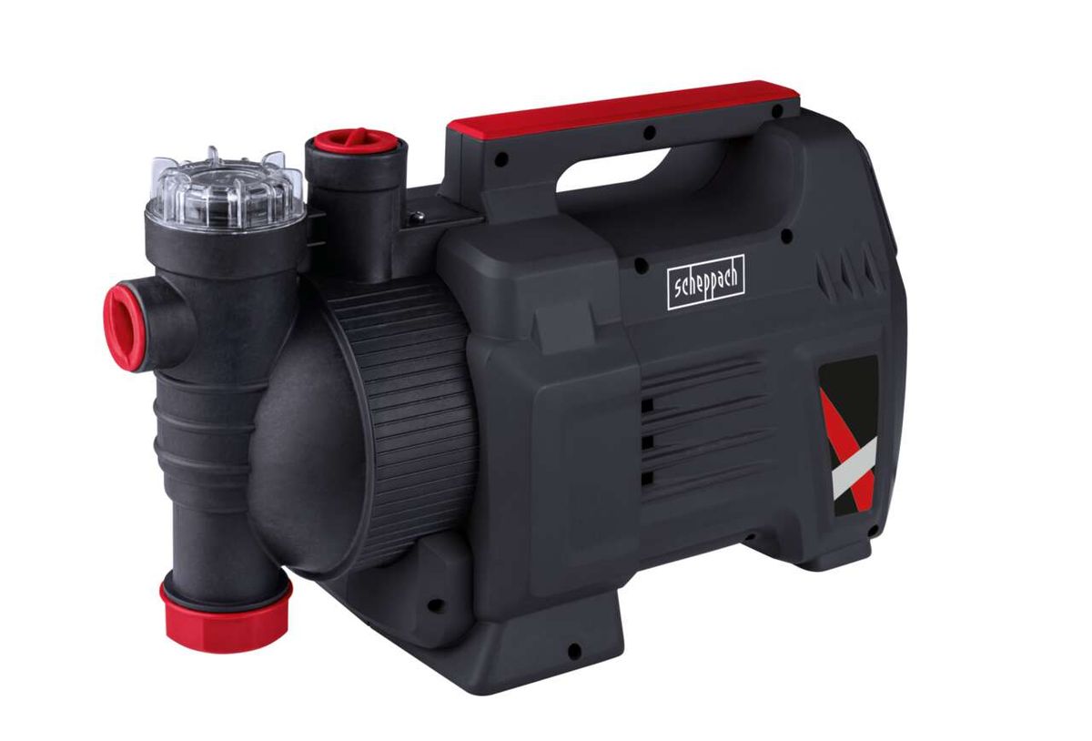 Scheppach-Hauswasserautomat mit Display, Hauswasserpumpe mit Anschlusskupplungen