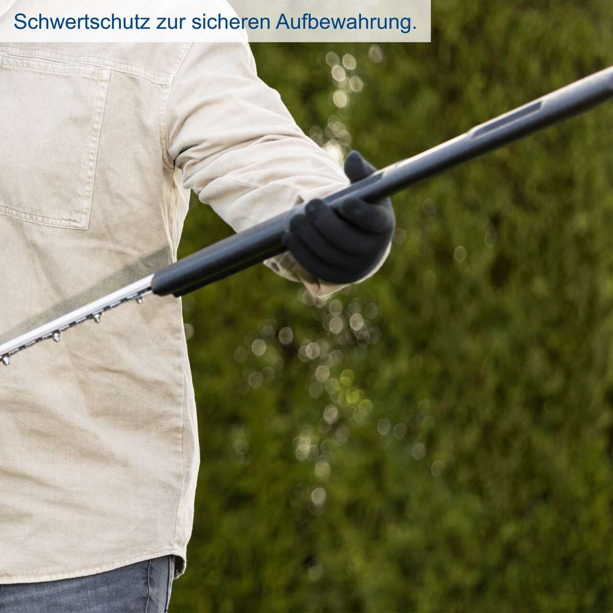 Schwertschutz zur sicheren Aufbewahrung.