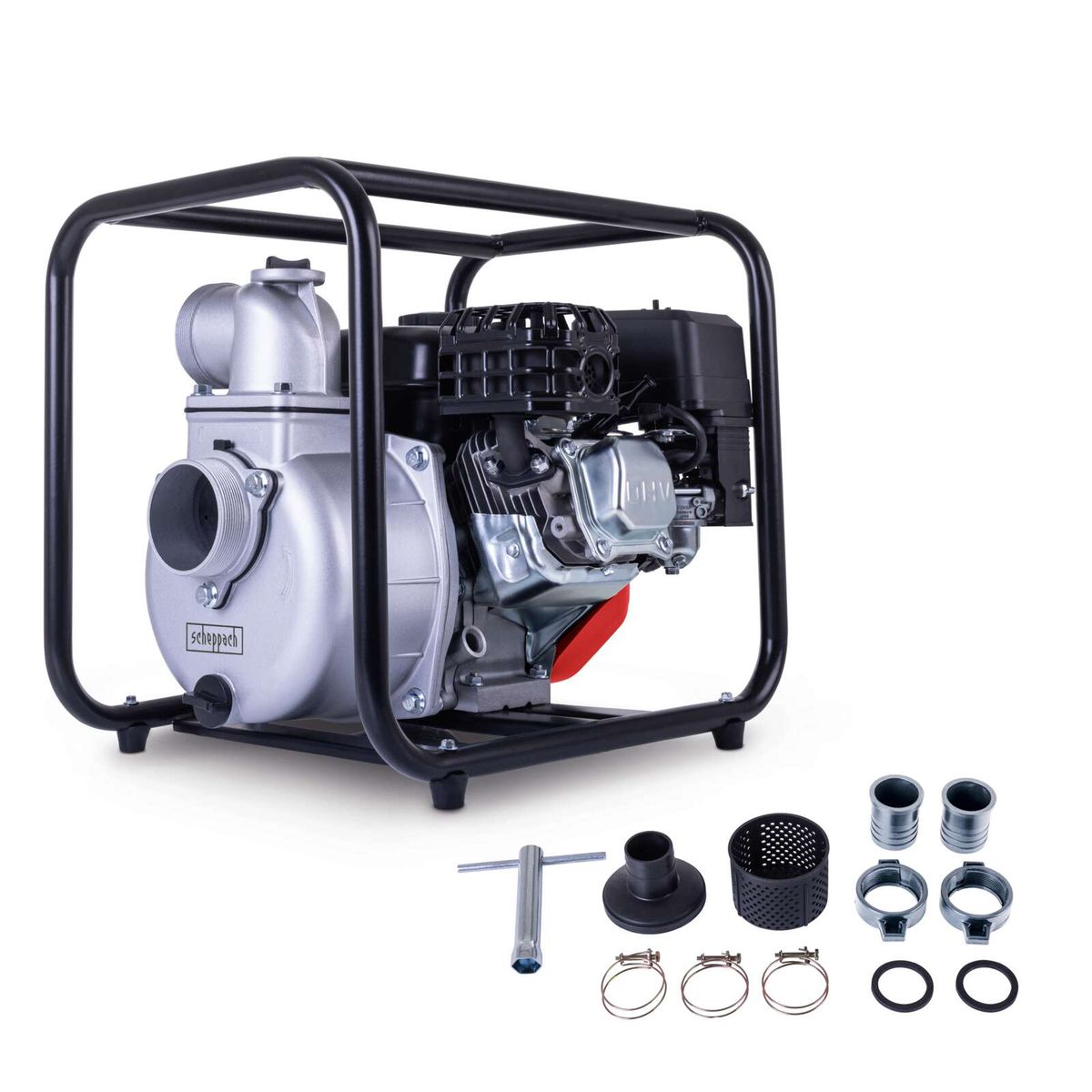 Scheppach-Benzin-Wasserpumpe mit Komplett-Service-Set inkl. Ersatzteile und Montagehilfen