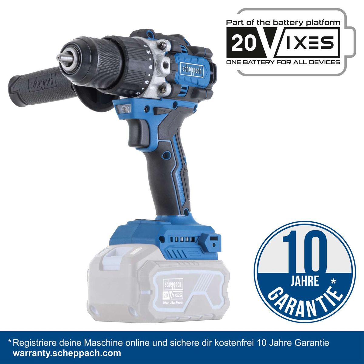 Scheppach Akku dealtreiber mit 20V-Batterie, 10 Jahre Garantie, 20V-VX5-Basisplattform, 4,0 Ah Akku