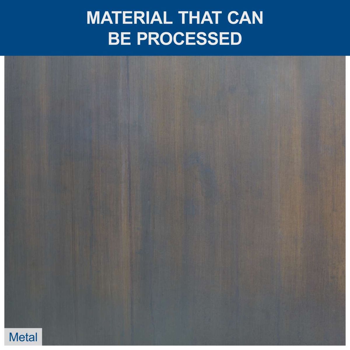 Material showing processing capabilities for a dual-sided grinder with LED – metallic surface indicating machinable metal