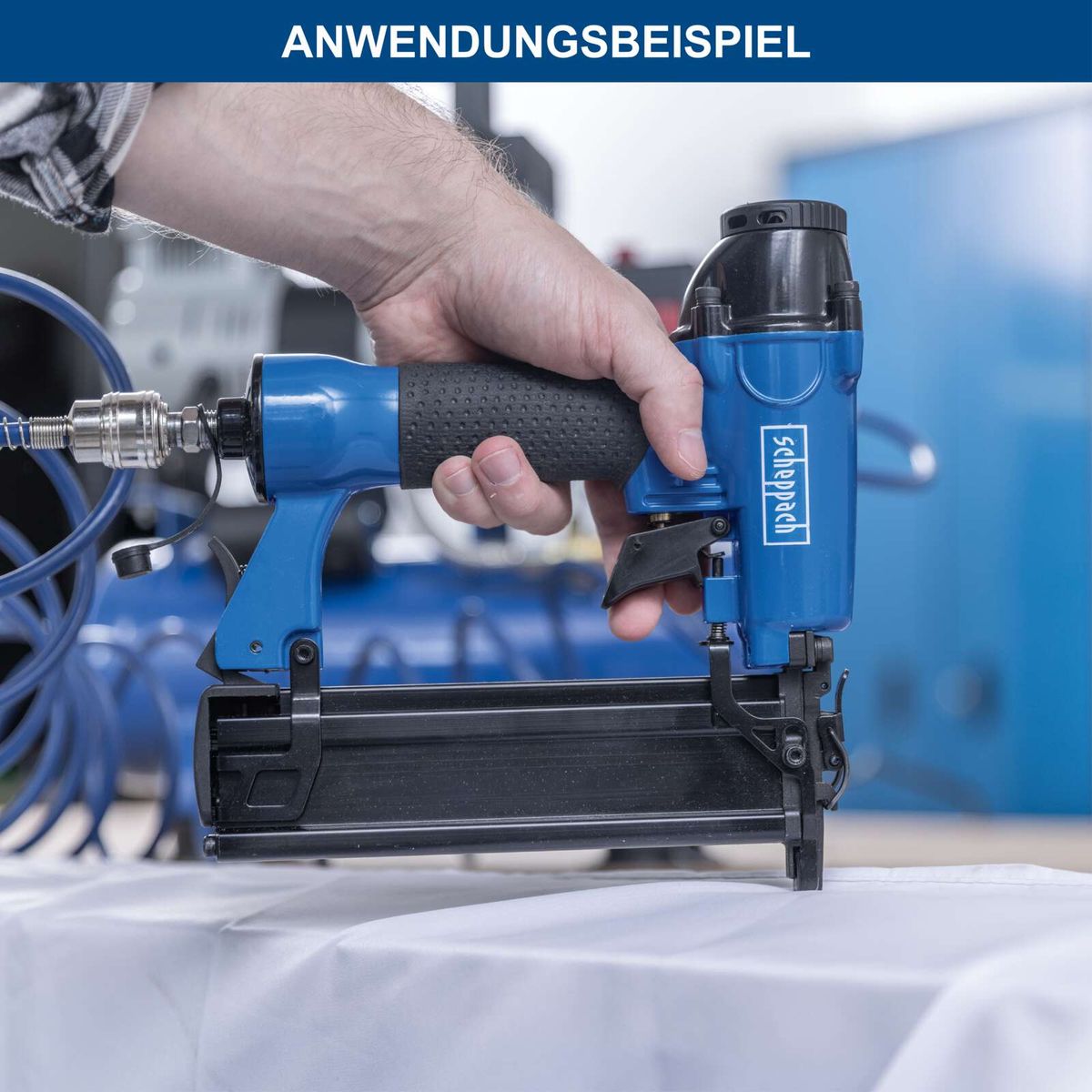 Scheppach-Nagelfeileinheit mit integriertem Antrieb und Sicherheitsgriff für präzise Nagelbearbeitung