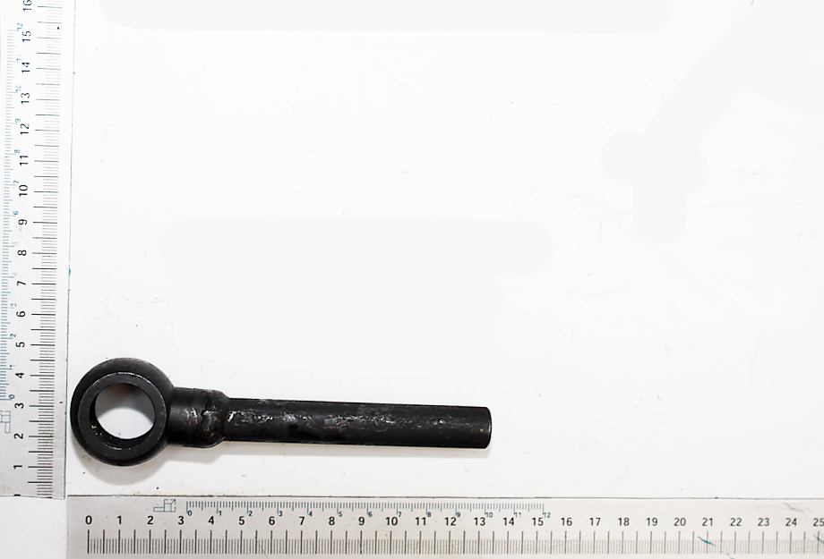 Ein schwarzer Ölleitungsschlauch mit einem runden Ende, gemessen an einer Skala. Der Schlauch ist etwa 12 cm lang.