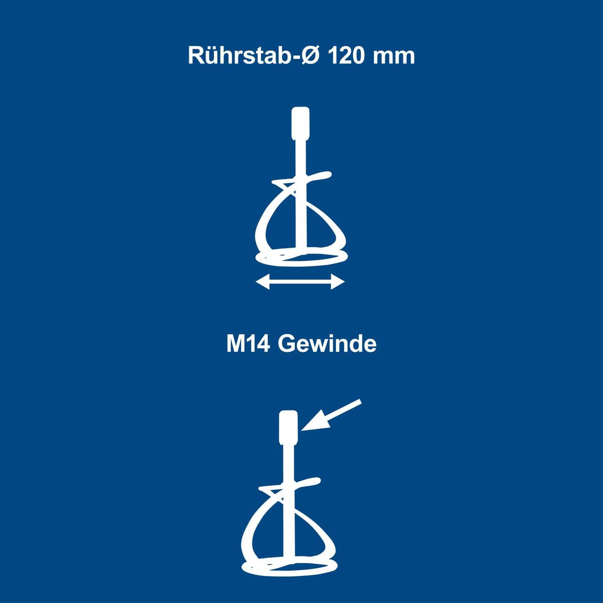 Rührstab mit 120 mm Durchmesser und M14-Gewinde für Befestigung
