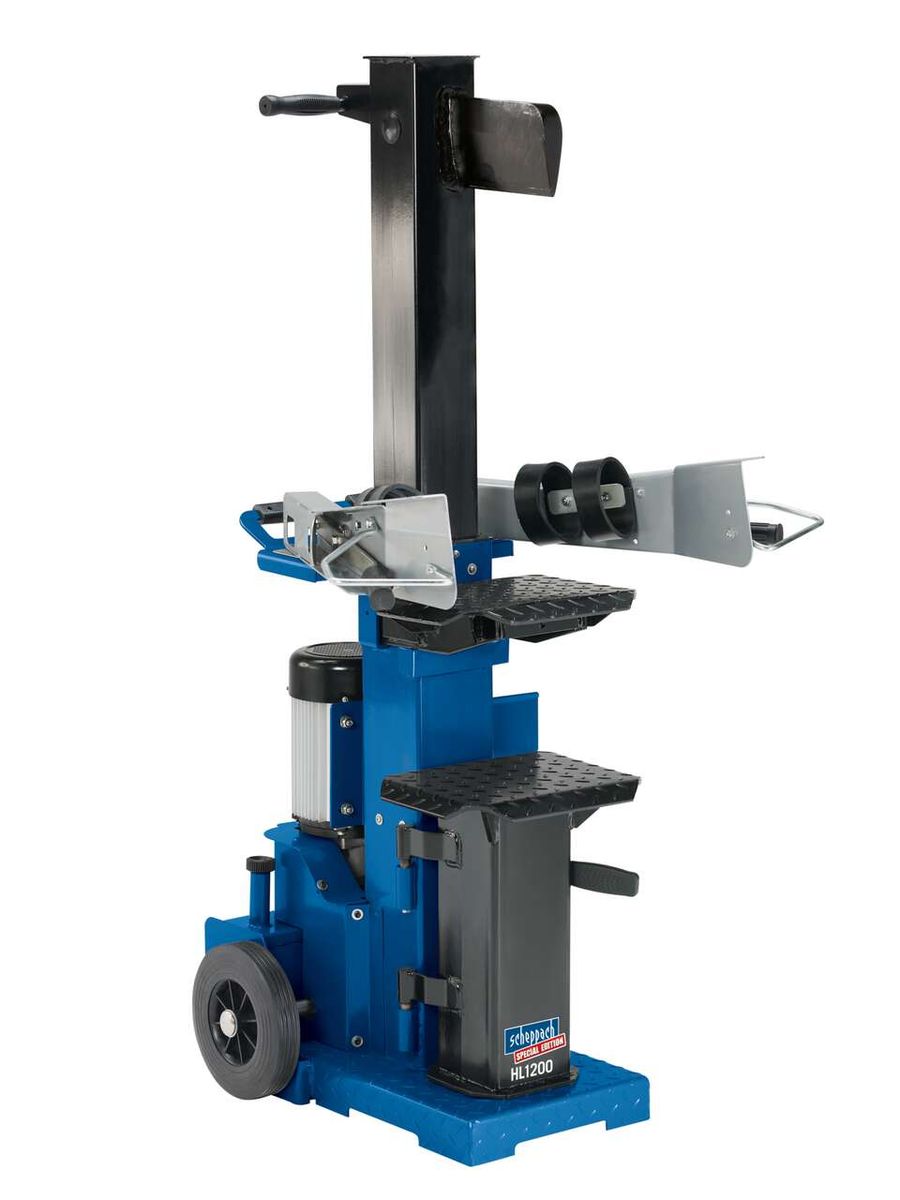 Holzspalter HL1200 von Scheppach, Special Edition, seitliche Ansicht.