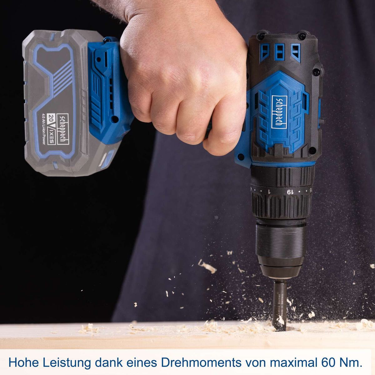 Akku-Schlagbohrmaschine mit maximaler Drehzahl von 60 Nm für präzise Bohrungen und Schlagarbeiten