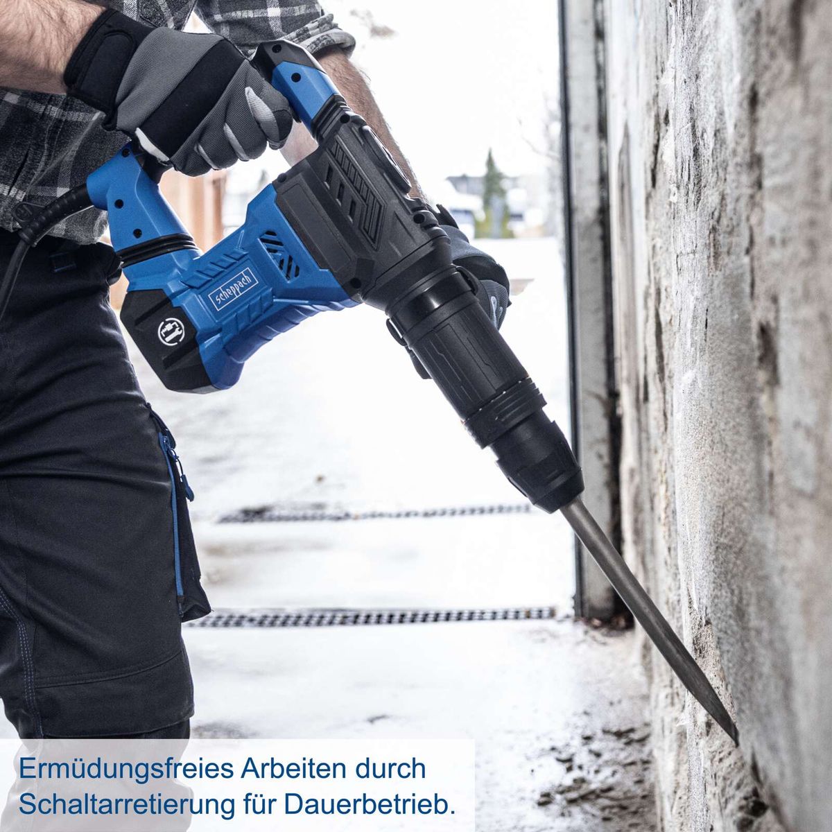 Scheppach-Abruchhammer mit Ermüdungsfreies Arbeiten durch Schaltarretierung für Dauerbetrieb