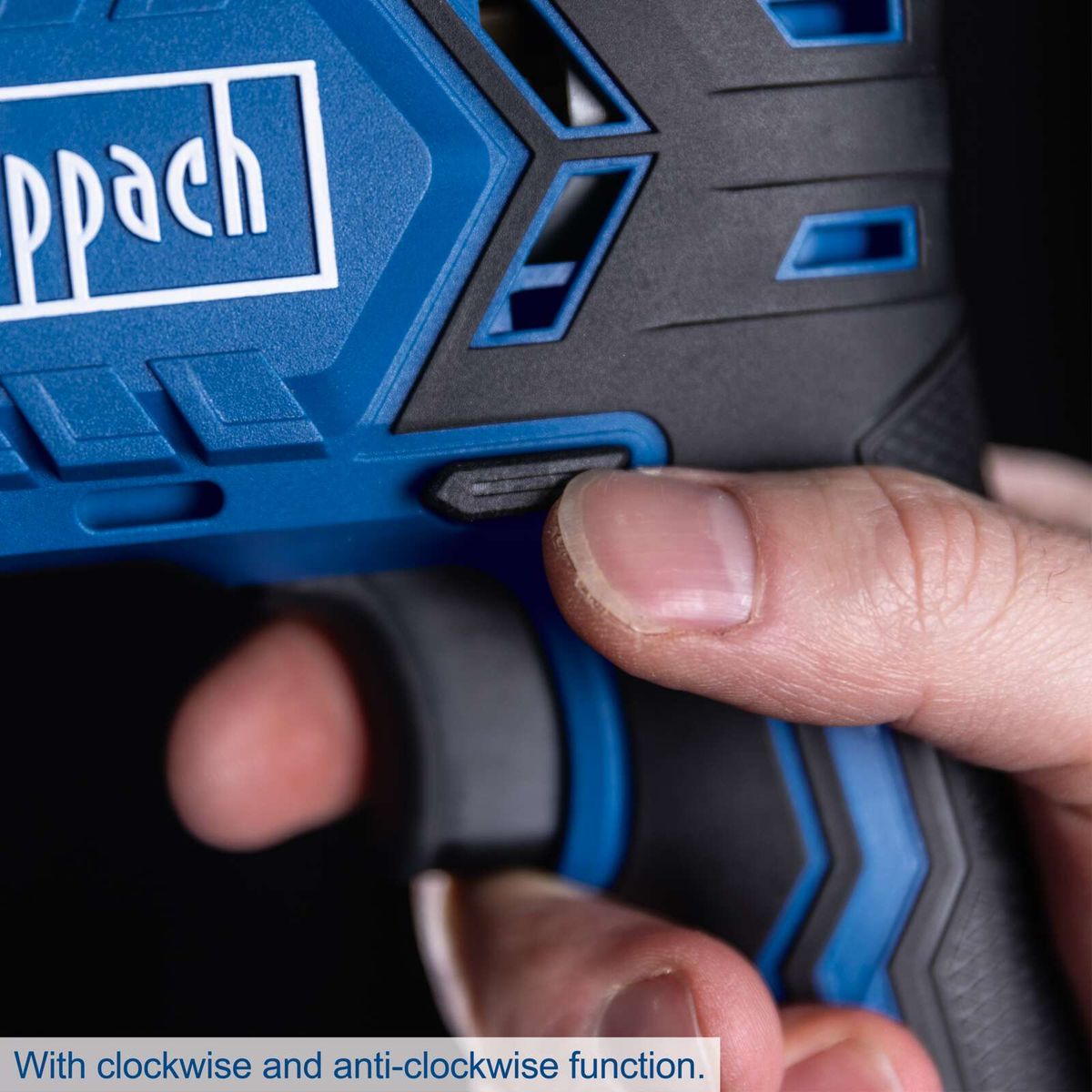 Scheppach cordless drill with bidirectional rotation function for accurate operation.