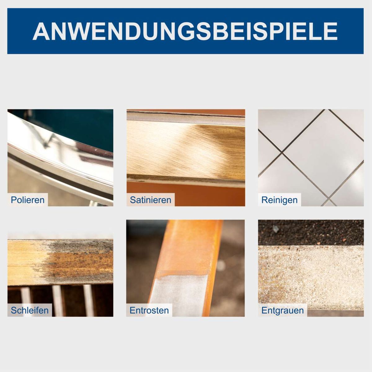 Die Satiniermaschine MRS1300 kann zum Polieren, Satinieren, Reinigen, Schleifen, Entrosten und Entgrauen verwendet werden.