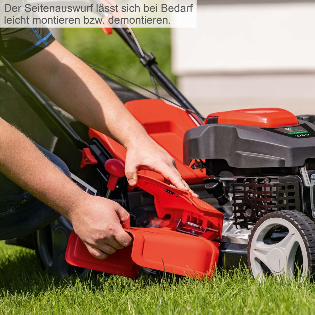 Scheppach Rasenmäher mit leicht montierbarem Seitenauswurf für flexible Nutzung