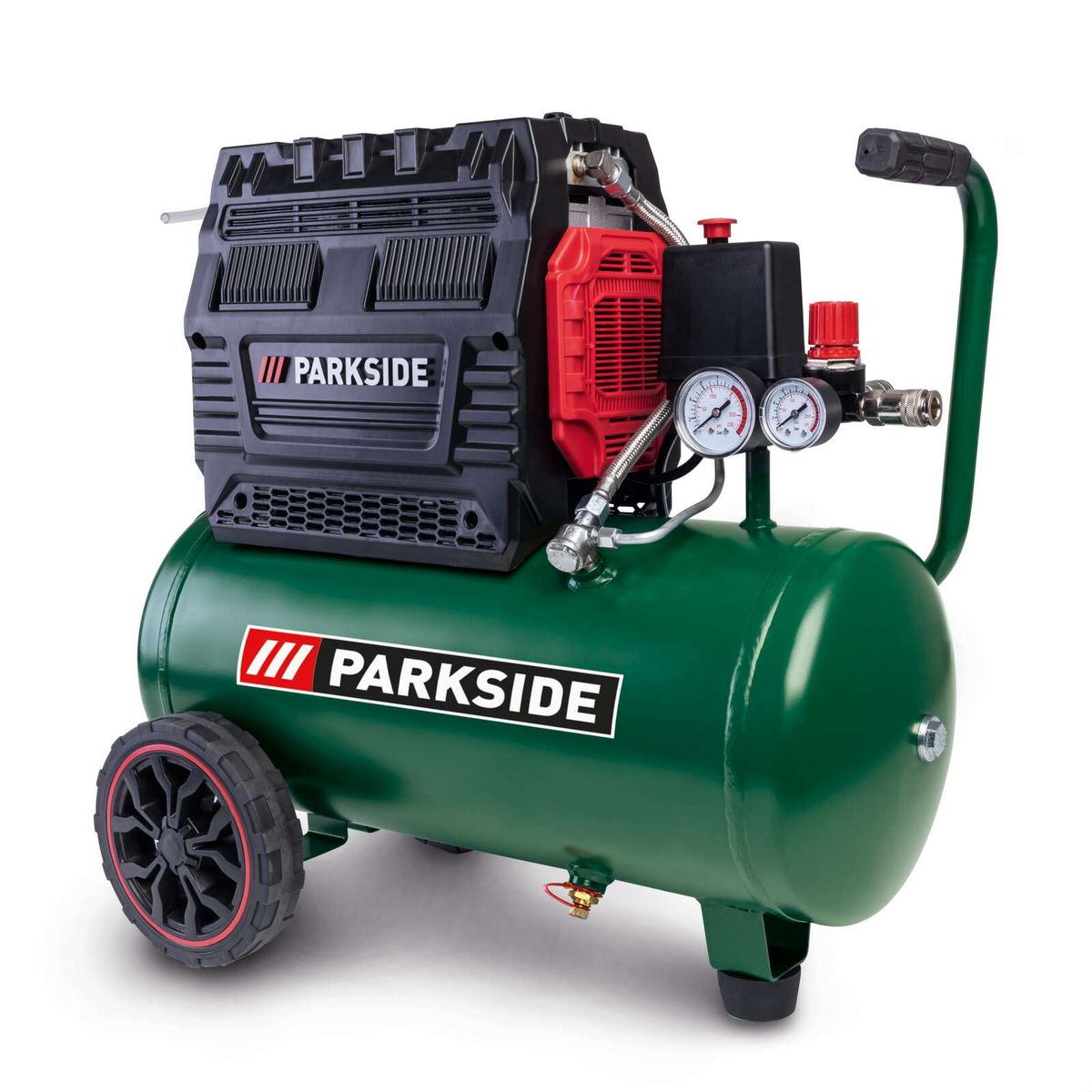 Kompressor PSKO 2410 A1 Parkside Lidl LB1, Ansicht von der Seite.