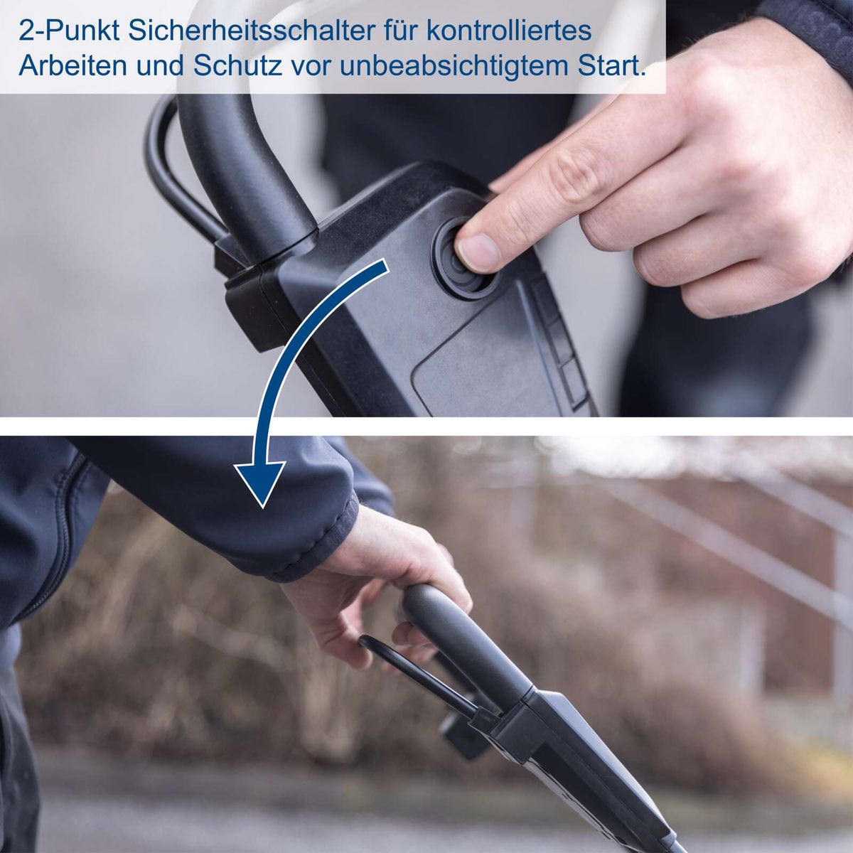 2-Punkt-Sicherheitsschalter für kontrollierten Arbeits- und Schutzbetrieb bei Bodenbearbeitungstools