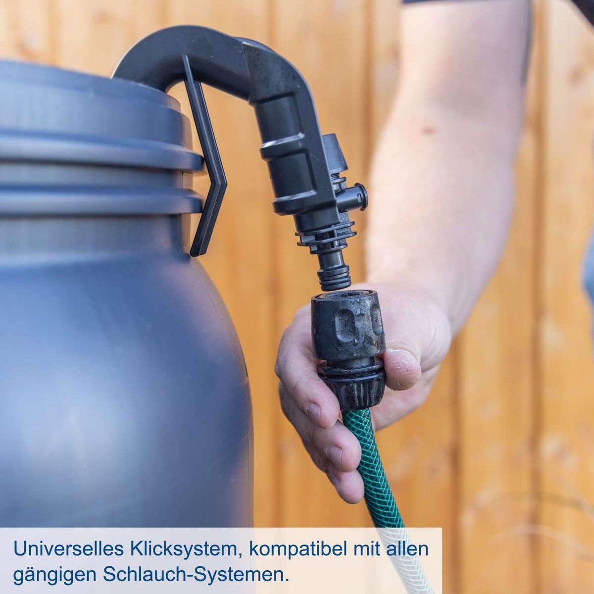 Klickverbinder für Schlauch-Systeme, universell kompatibel mit verschiedenen Schlauchanschlüssen