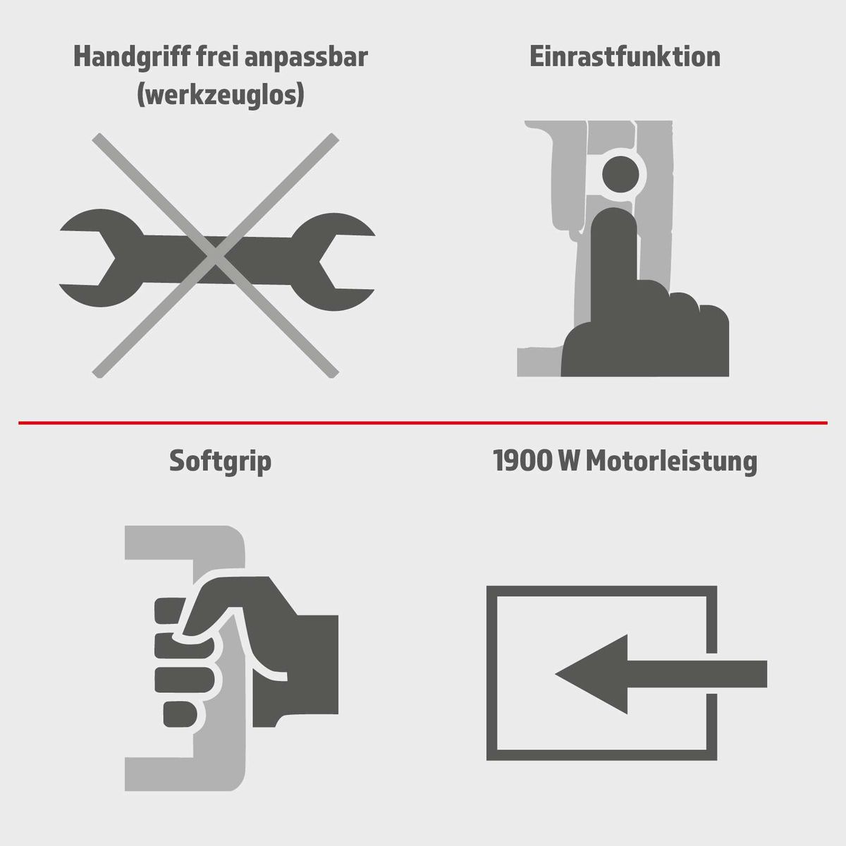 Abbruchhammer AB1900 Herkules: Handgriff frei anpassbar ohne Werkzeug, Einrastfunktion, Softgrip, 1900 W Motorleistung.