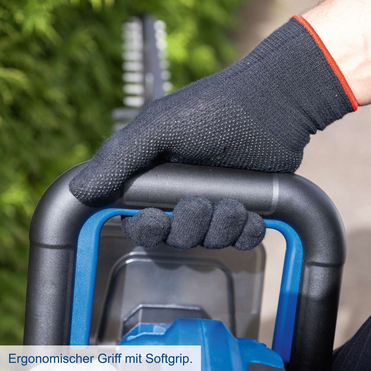 Ergonomischer Softgrip für Scheppach-Heckenschere mit gutem Halt und Komfort beim Bedienen