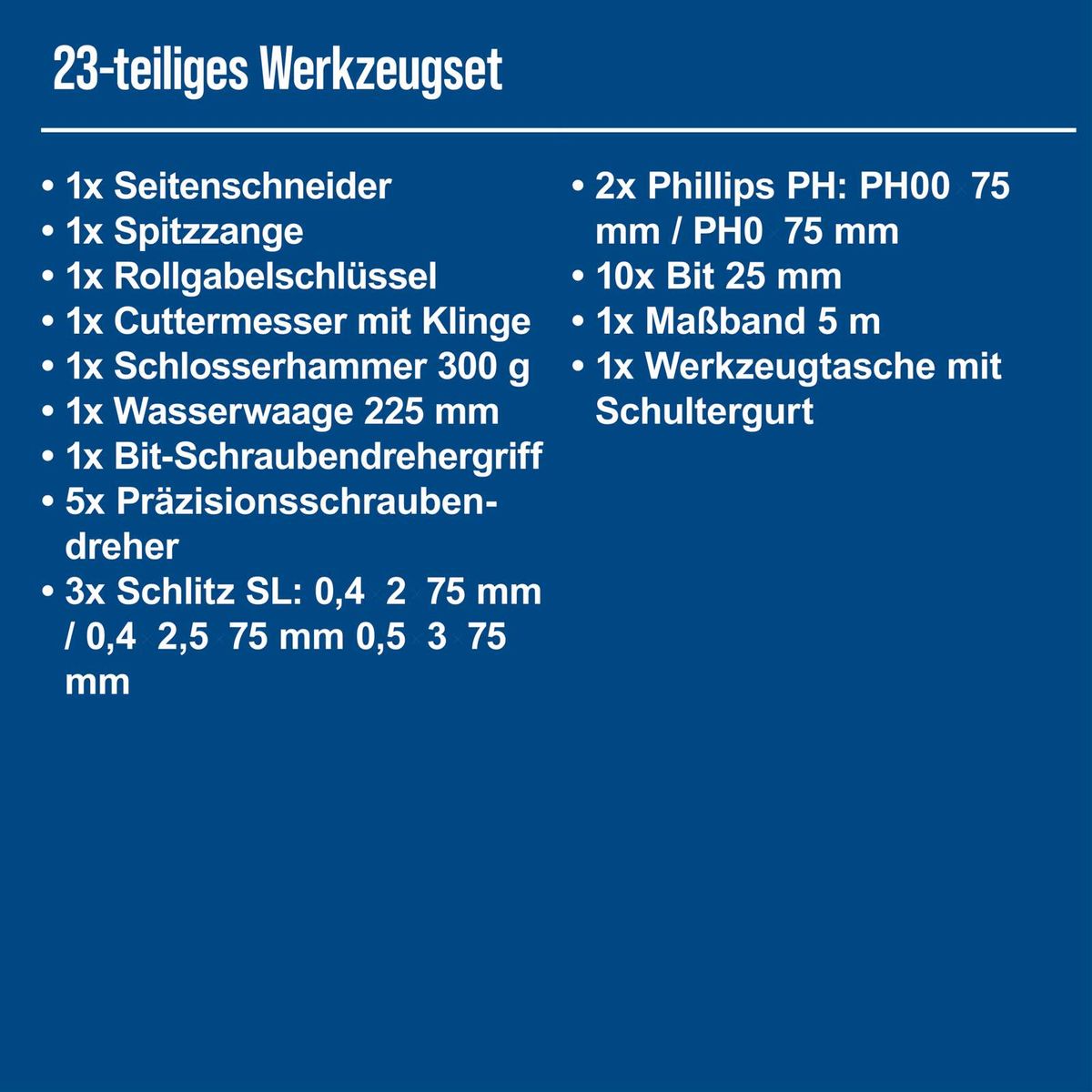 23-stückiges Werkzeugset mit Seilenschneider, Spitzzange, Rollgabeln, Schraubendreher und anderen Werkzeugen für DIY-Projekte