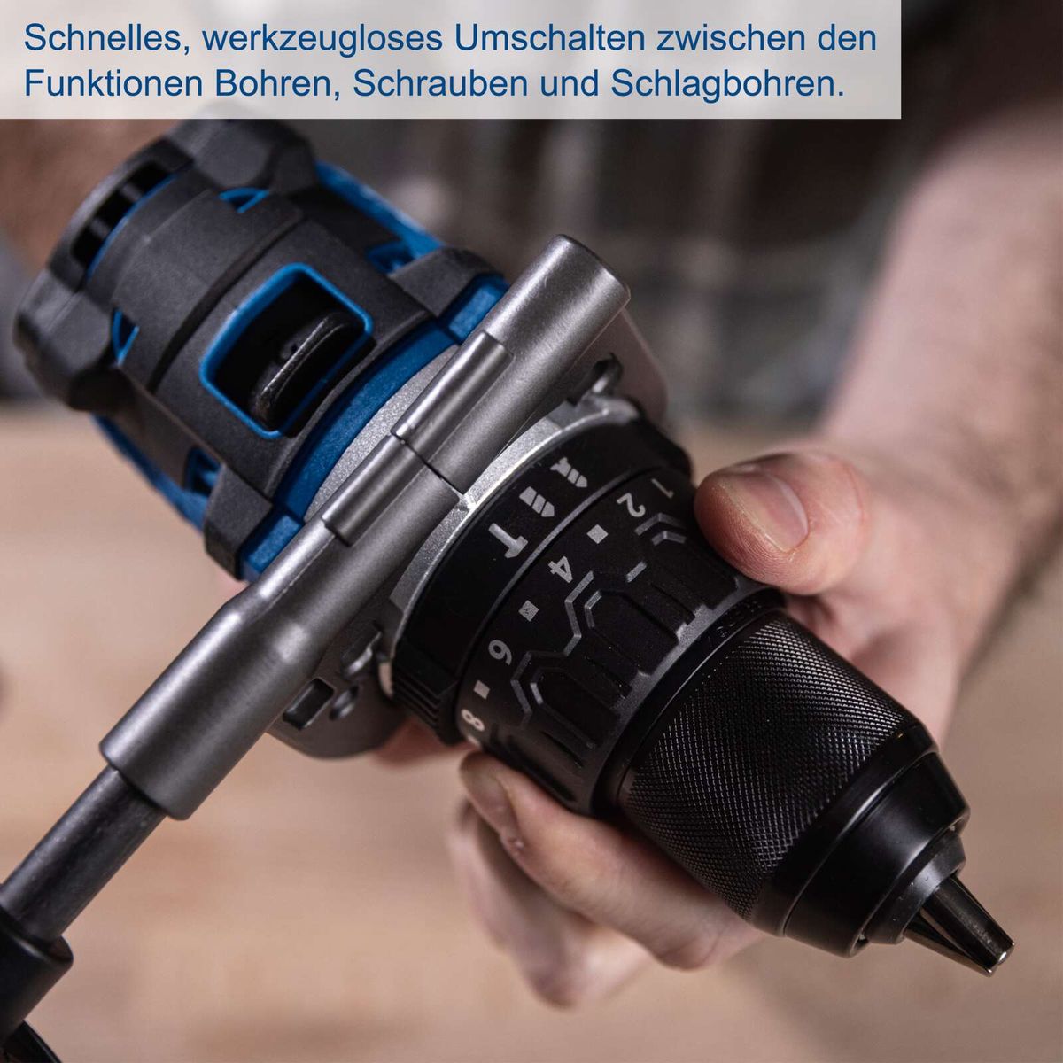 Akku-Schlagbohrschrauber mit Schnellwechsel-System für präzise Dreh- und Schlagfunktionen