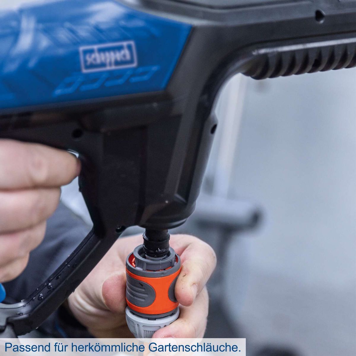 Akku-Druckreiniger mit Garten-Schlauch-Anschluss für flexible Reinigungslösungen