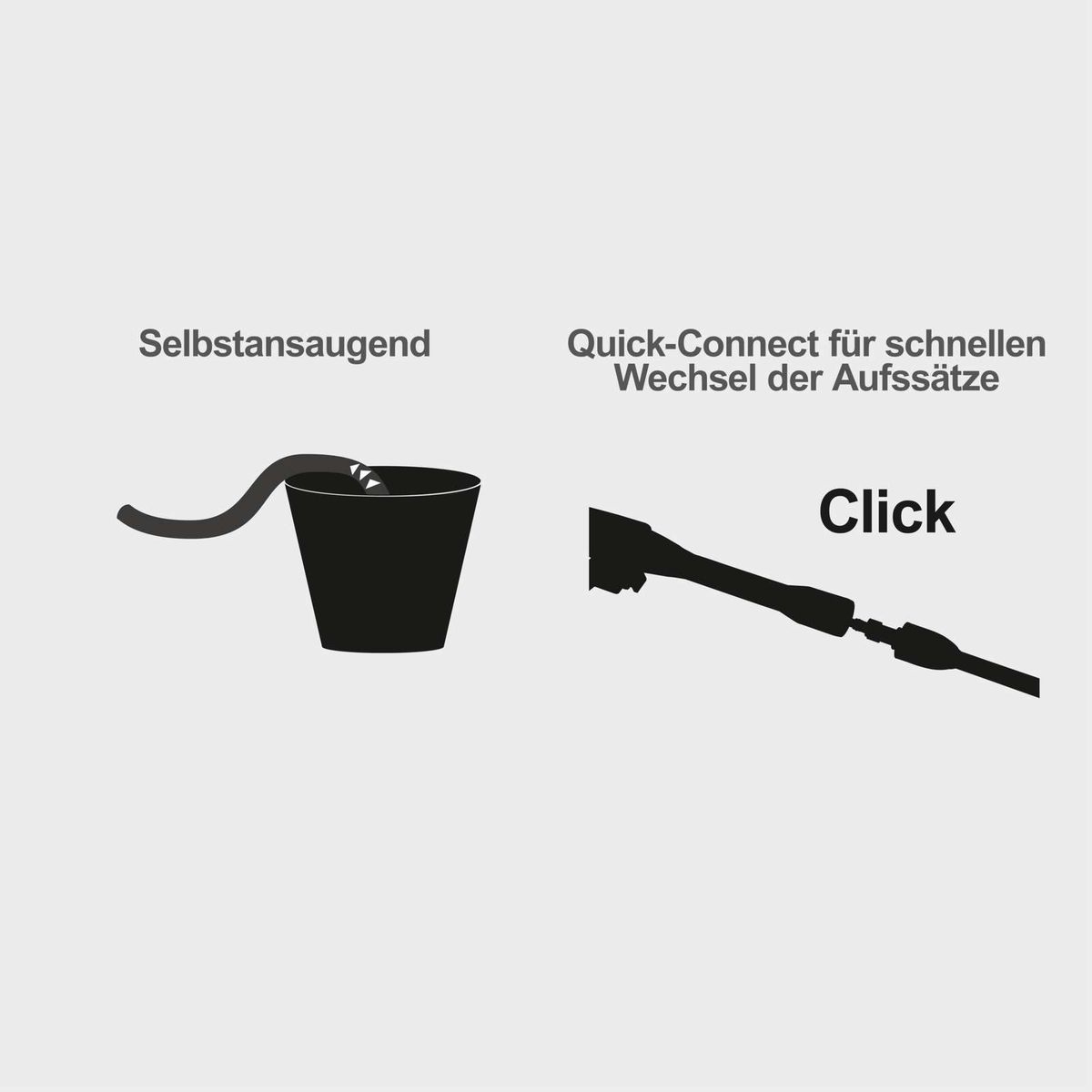 Selbstsaugende Funktion für einfache Handhabung beim Reinigen