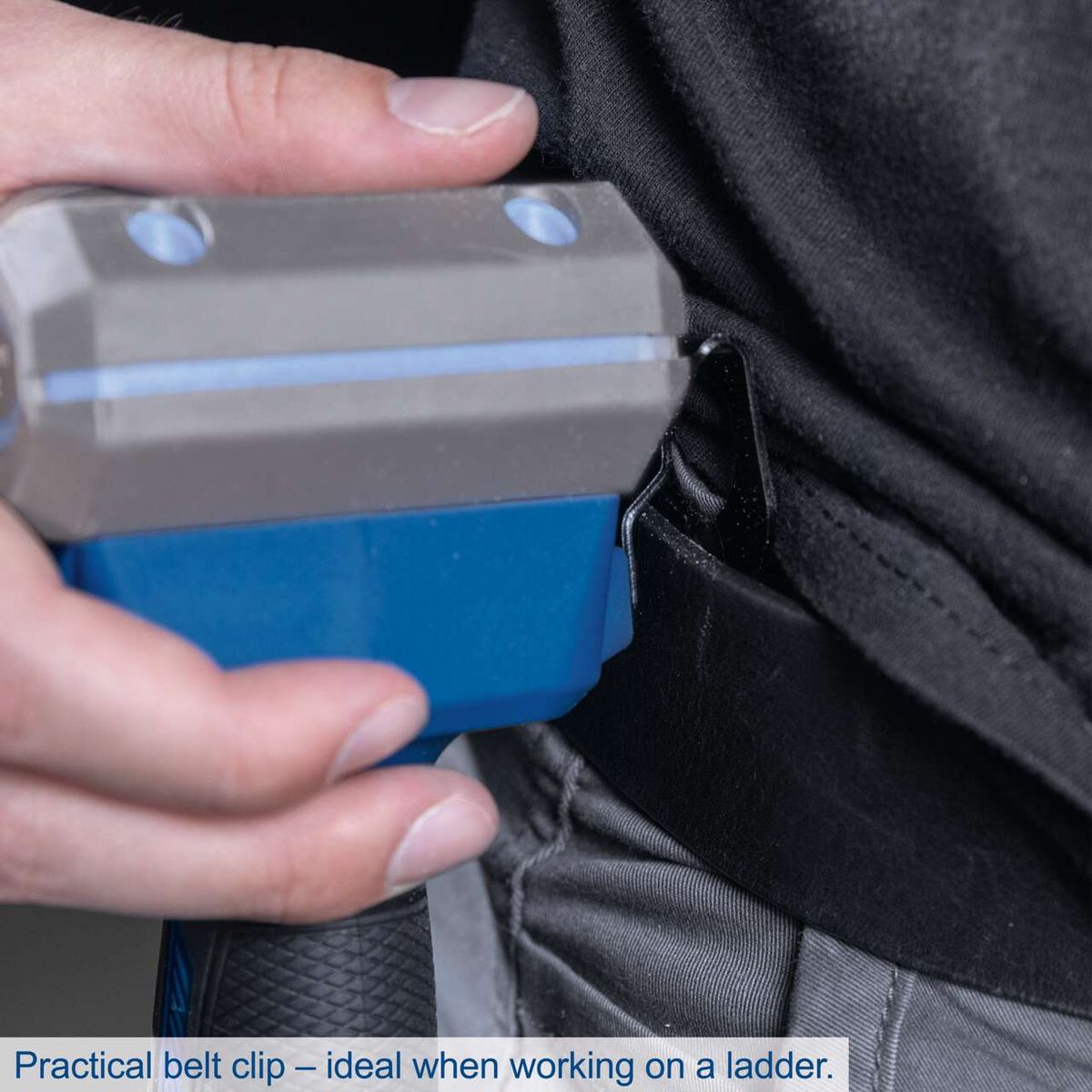 Practical belt clip for ladder work