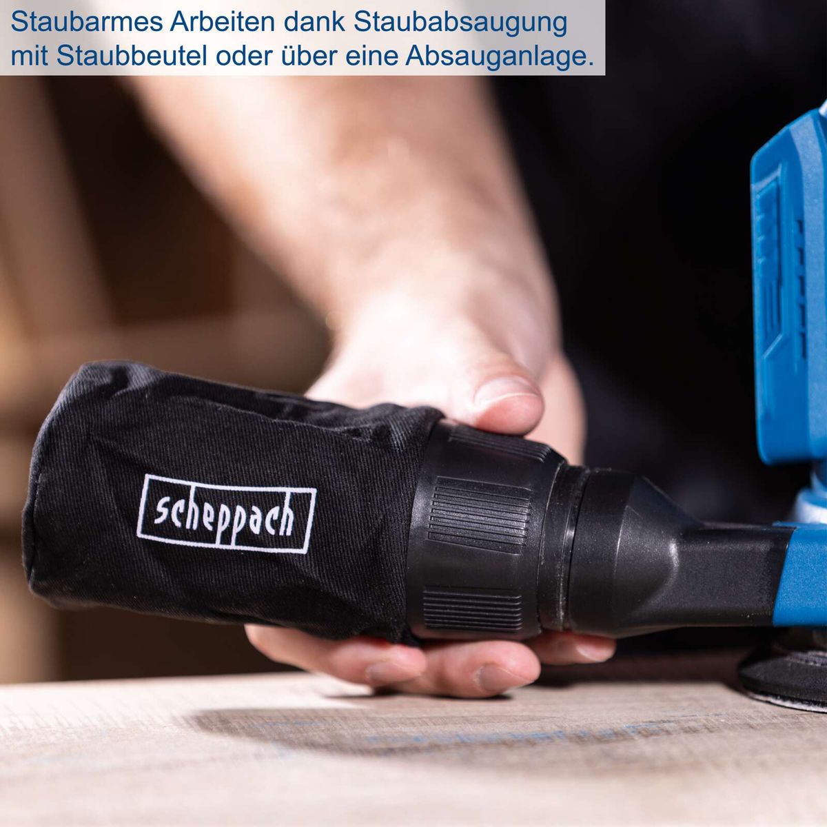 Scheppach Staubsaugeranschluss für exzentrischen Schleifer – dust-free work with bag or built-in suction