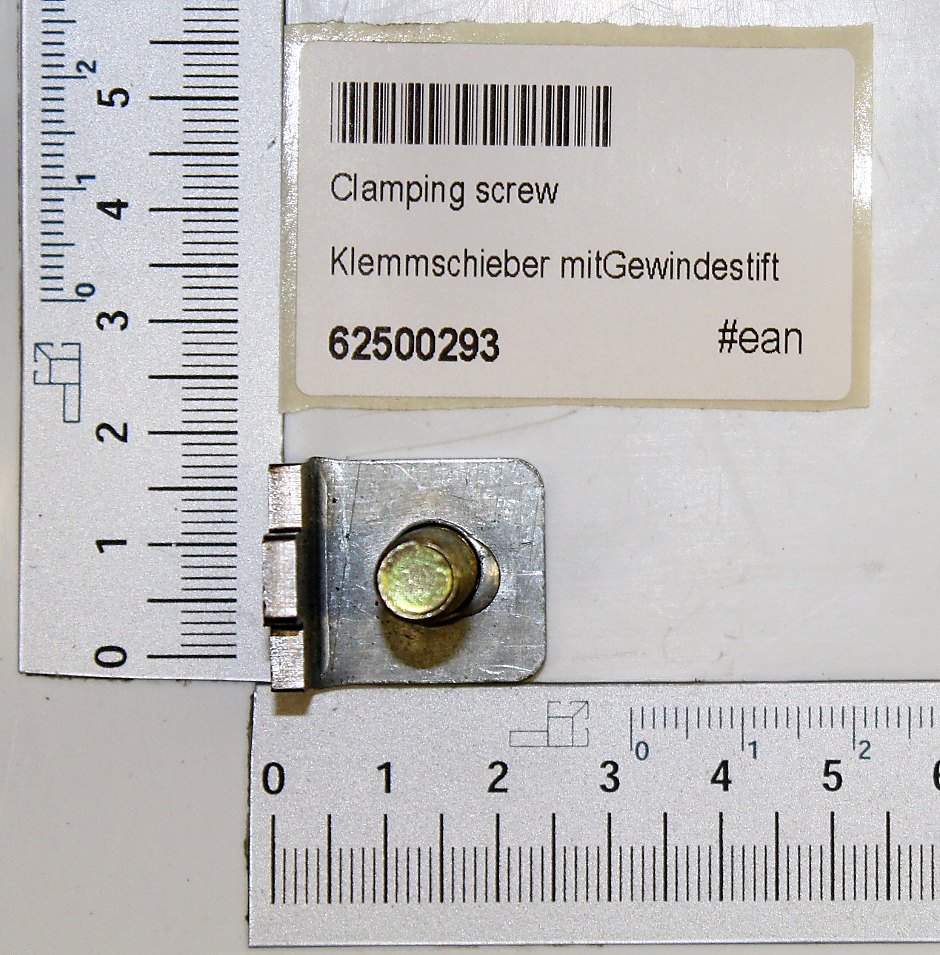 Klemmschieber mit Gewindestift (Artikelnummer 62500293) von Scheppach, gezeigt von vorne auf weißem Hintergrund.