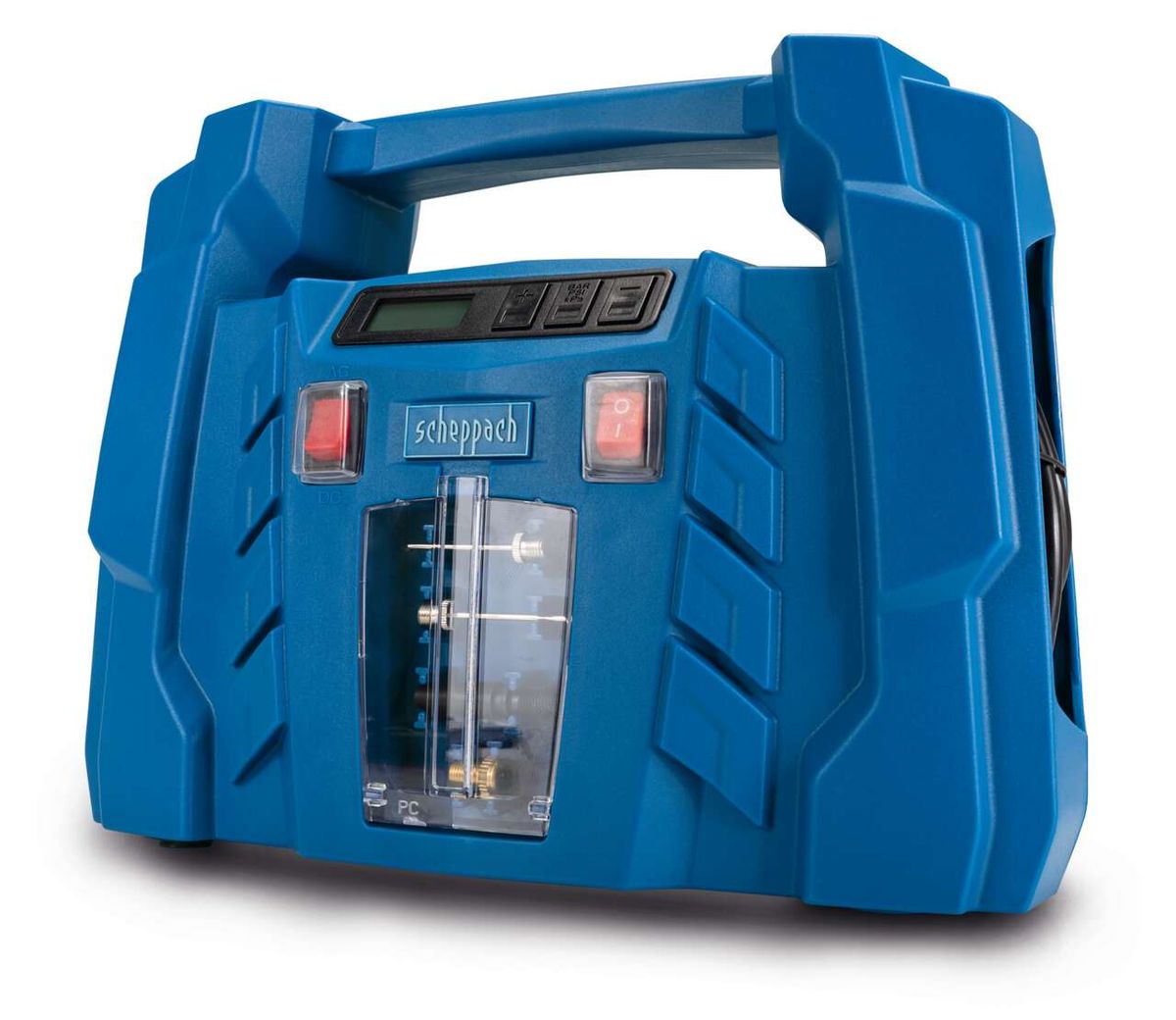 Scheppach tragbarer Kompressor mit LCD-Display und Zubehöraufnahme