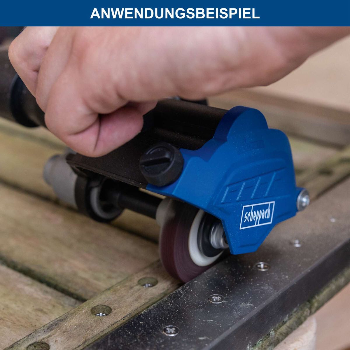 Scheppach Schleiflamellenbürste mit Führungsmechanismus für präzise Bearbeitung