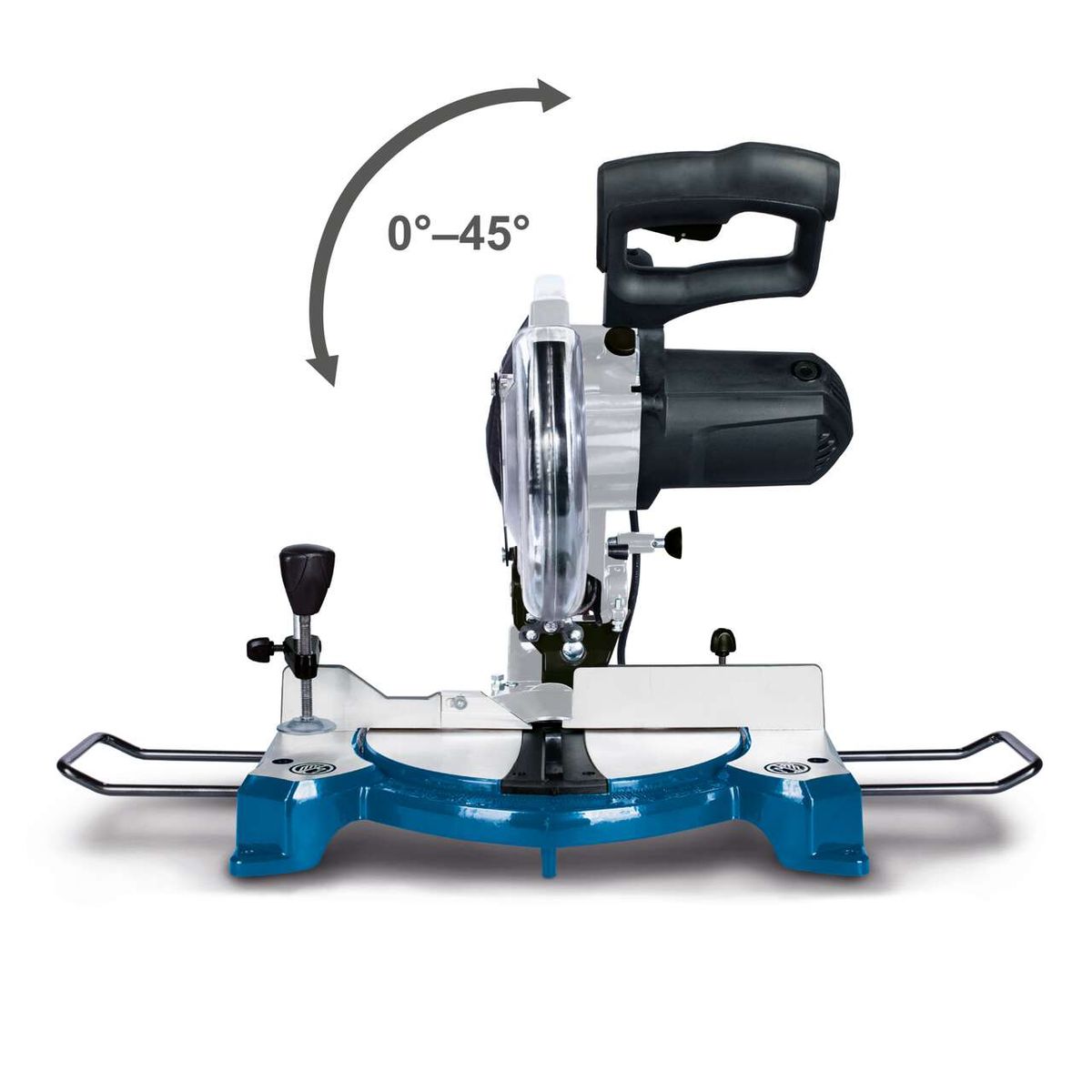 Die Scheppach Kapp- und Gehrungssäge HM80L bietet einen einstellbaren Winkelbereich von 0° bis 45°.