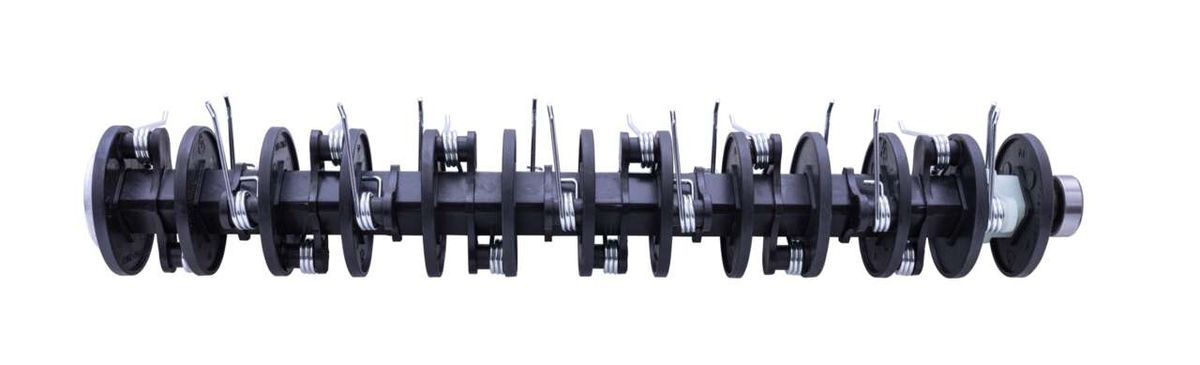 Lüfterwalze SC38 von Scheppach, seitliche Ansicht. Die Walze besteht aus mehreren Scheiben und Federn, die auf einer zentralen Achse montiert sind.