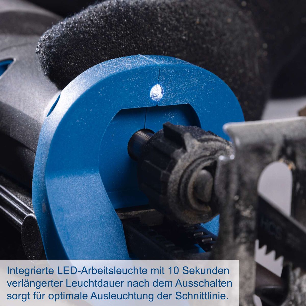 LED-Arbeitsleuchte mit 10 Sekunden verlängertem Leuchtdauer nach Ausschalten für bessere Schnittliniebeleuchtung
