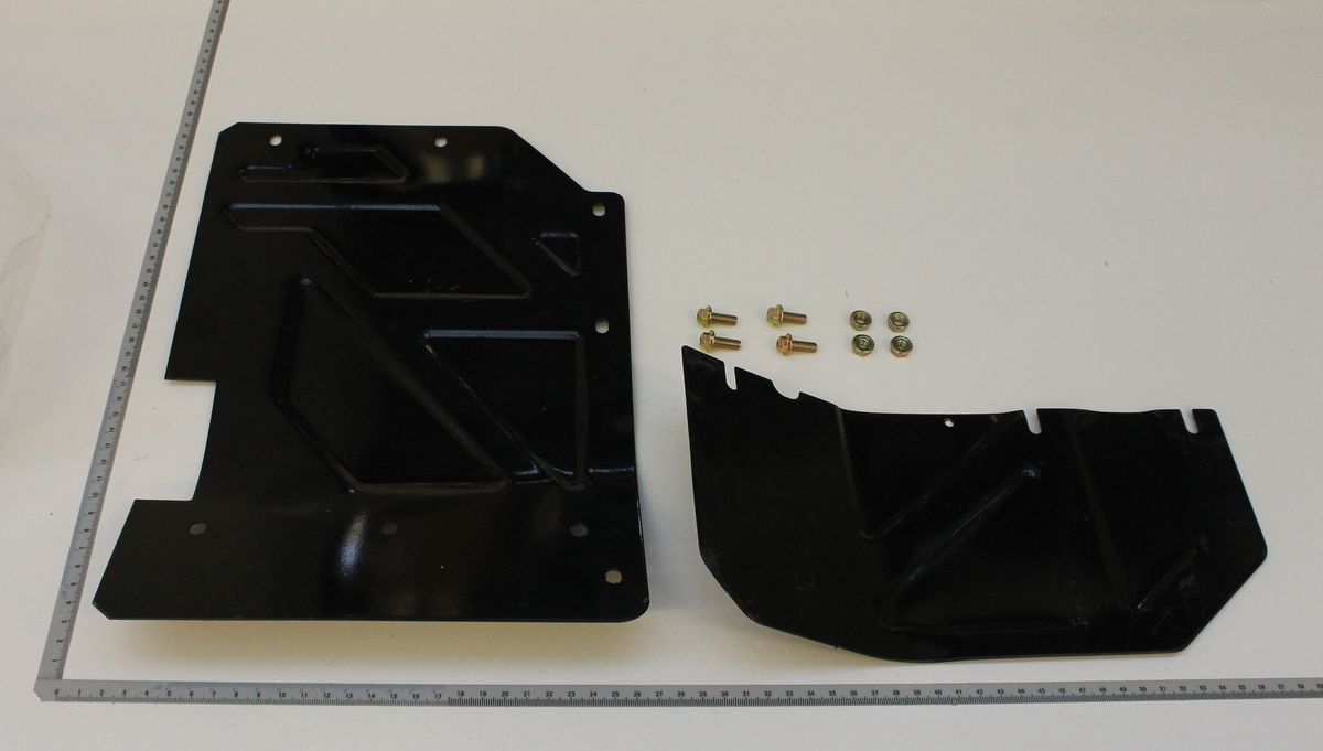 Schutzblech links kpl. Teil F1+F2+F3+F4 von Scheppach. Gezeigt von oben mit Maßstab.